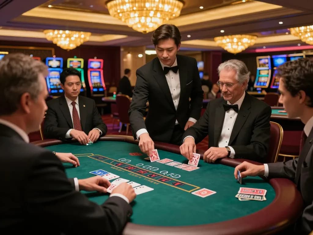 Engaging blackjack game at du88 casino with players and dealer in a vibrant environment.