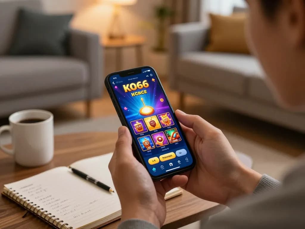 Người chơi tương tác với ứng dụng KO66 trên điện thoại thông minh để có trải nghiệm game trực tuyến tuyệt vời.