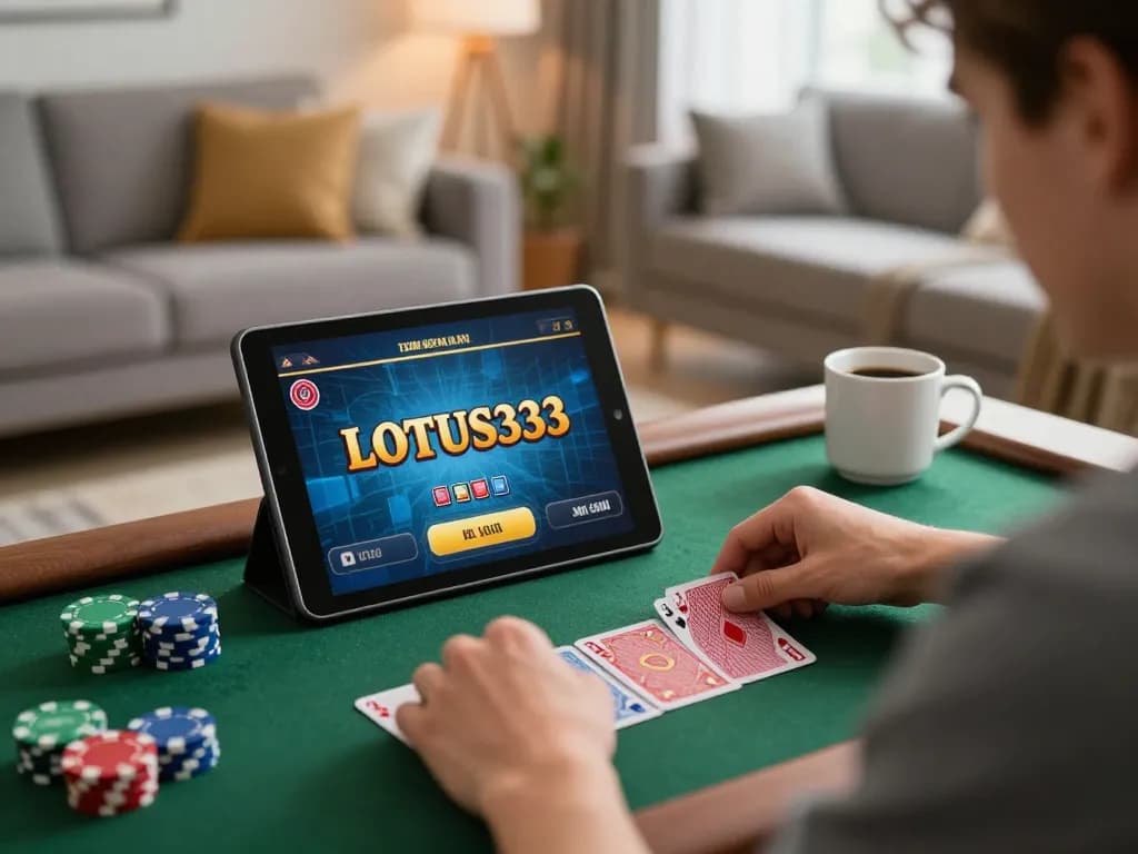 LOTUS333 online gaming experience with player enjoying a cozy and strategic atmosphere at home