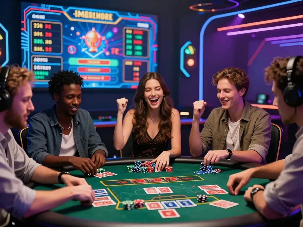 Exciting online gaming atmosphere at UU88 with diverse players enjoying casino games, showcasing the thrill of betting.