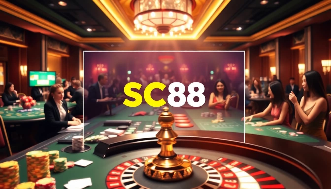 Players enjoying a thrilling casino experience at SC88 with vibrant tables and dynamic betting action.