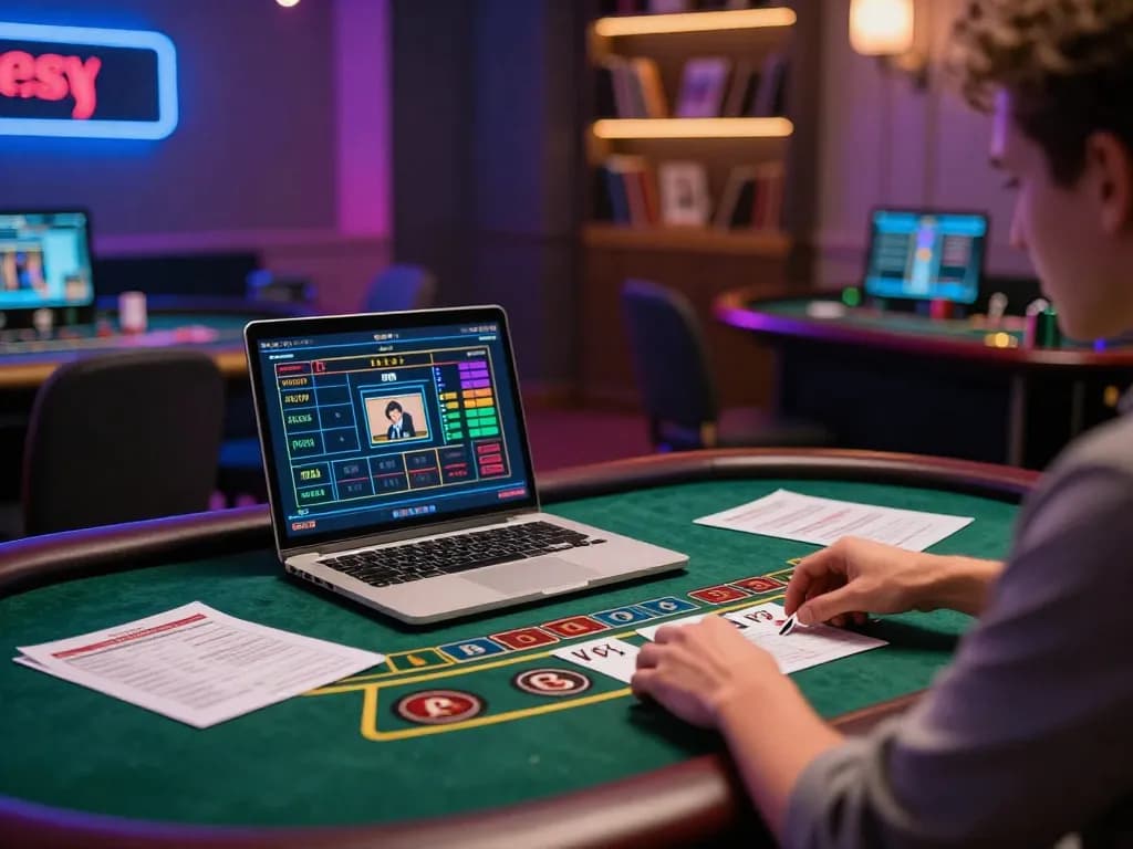 Player strategizing gameplay on vnloto88.com while enjoying a live dealer blackjack experience.