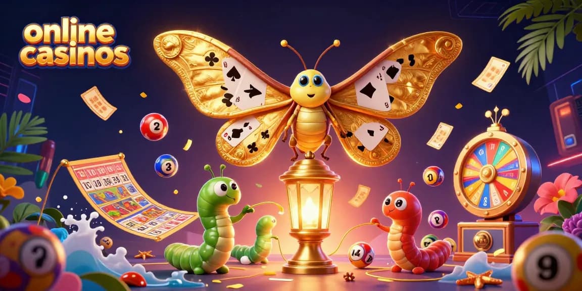 Engage in online casinos with colorful numbered balls, lottery elements, and vibrant prize scenes.