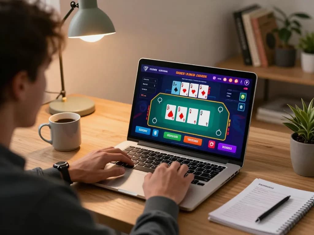 Engaging in live blackjack on TK999 with modern interface and strategy notes, creating a responsible gaming atmosphere.