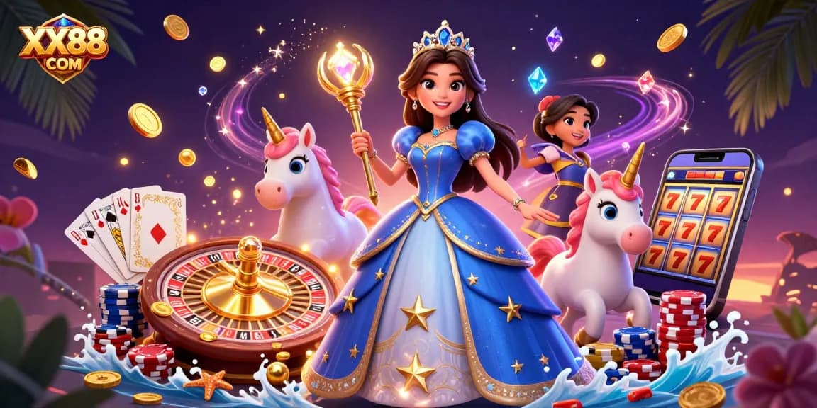 Join the excitement of XX88 COM gaming experience with a dazzling scene of casino splendor.