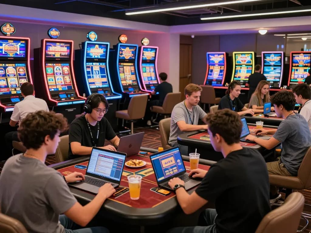 Excited players enjoying online games at 32win casino.