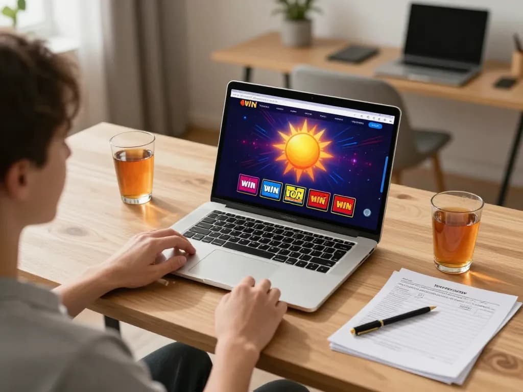 Engaging gameplay on the sun win casino platform in a cozy home setting.