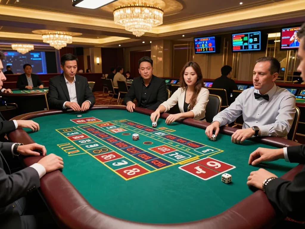 Engaged players enjoying Mega Sicbo live casino gameplay with rolling dice and betting excitement