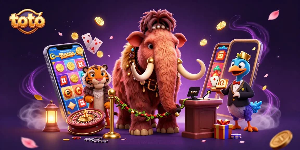 Engage in exciting toto gaming with colorful slot reels and vibrant wildlife characters.