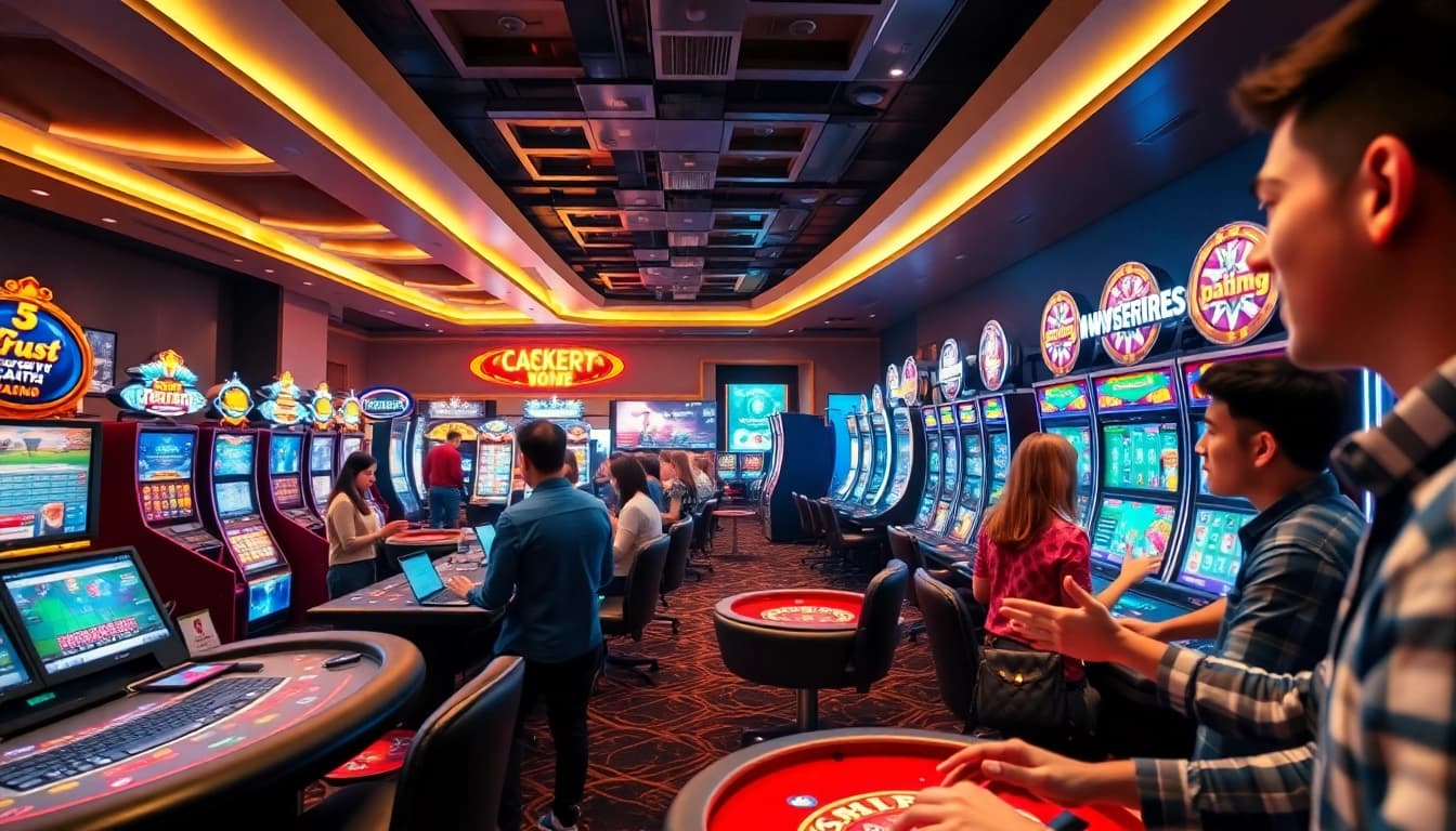 33win online casino scene with vibrant games and engaged players in a dynamic atmosphere.