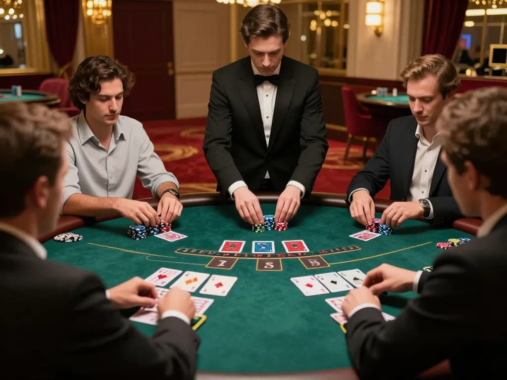 Experience high-stakes blackjack at soc88 with engaged players demonstrating strategic gameplay.