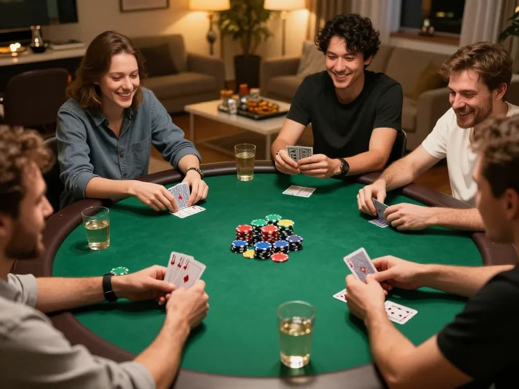 Players strategizing during a friendly home poker game showcasing sc88 experience