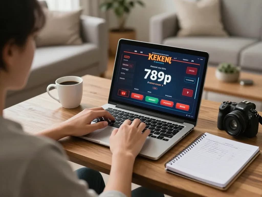 Person engaging in online gaming at home using 789p's platform for poker, highlighting strategic gameplay