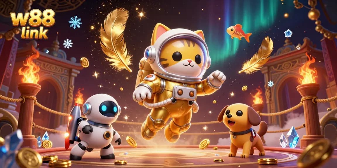 Experience the excitement of W88 link with thrilling visuals of a dynamic casino scene.