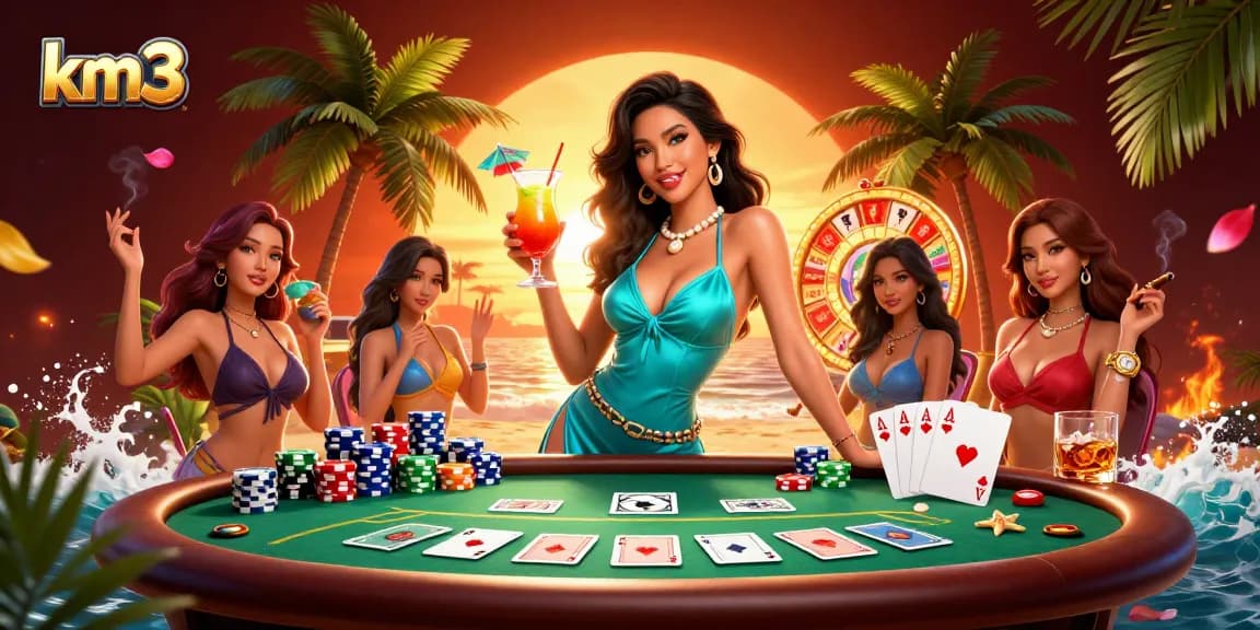 Experience thrilling action at km3 with vibrant casino elements and a glamorous setting.