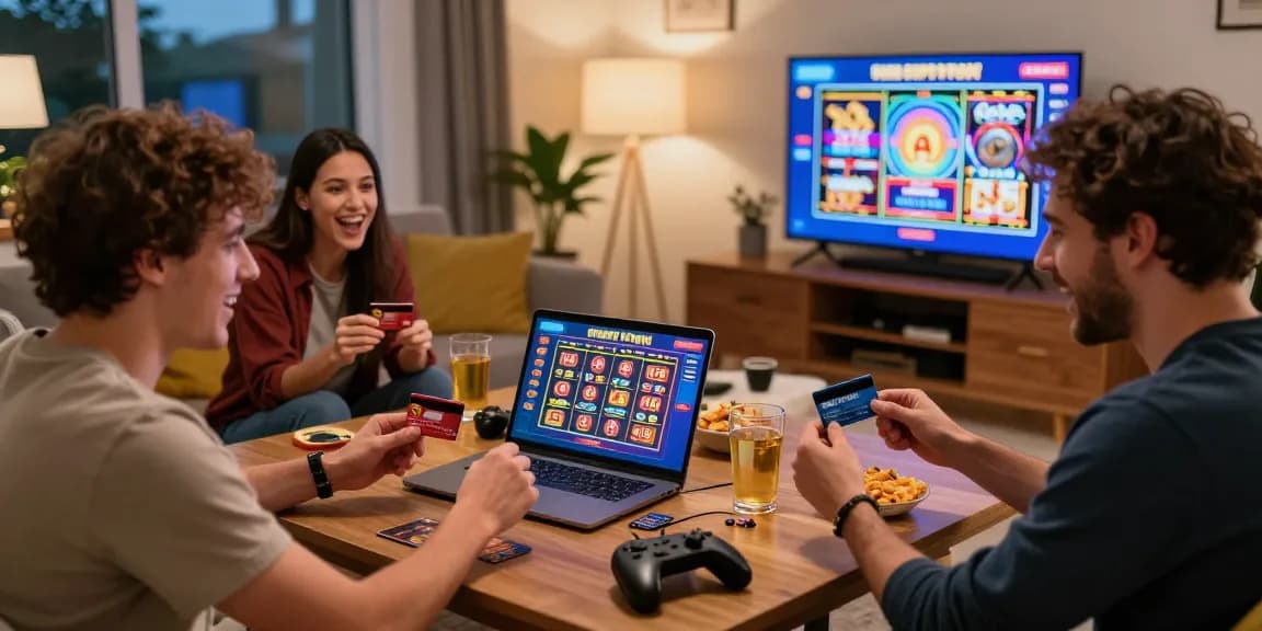Players enjoying online credit card casinos via https://eccleshallparishcouncil.co.uk in a cozy home setting.