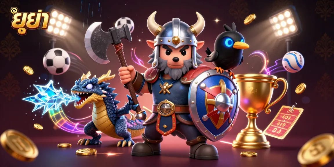 Betting on ยูฟ้า delivers excitement with 3D Viking warrior, dragon, and dynamic sports elements.