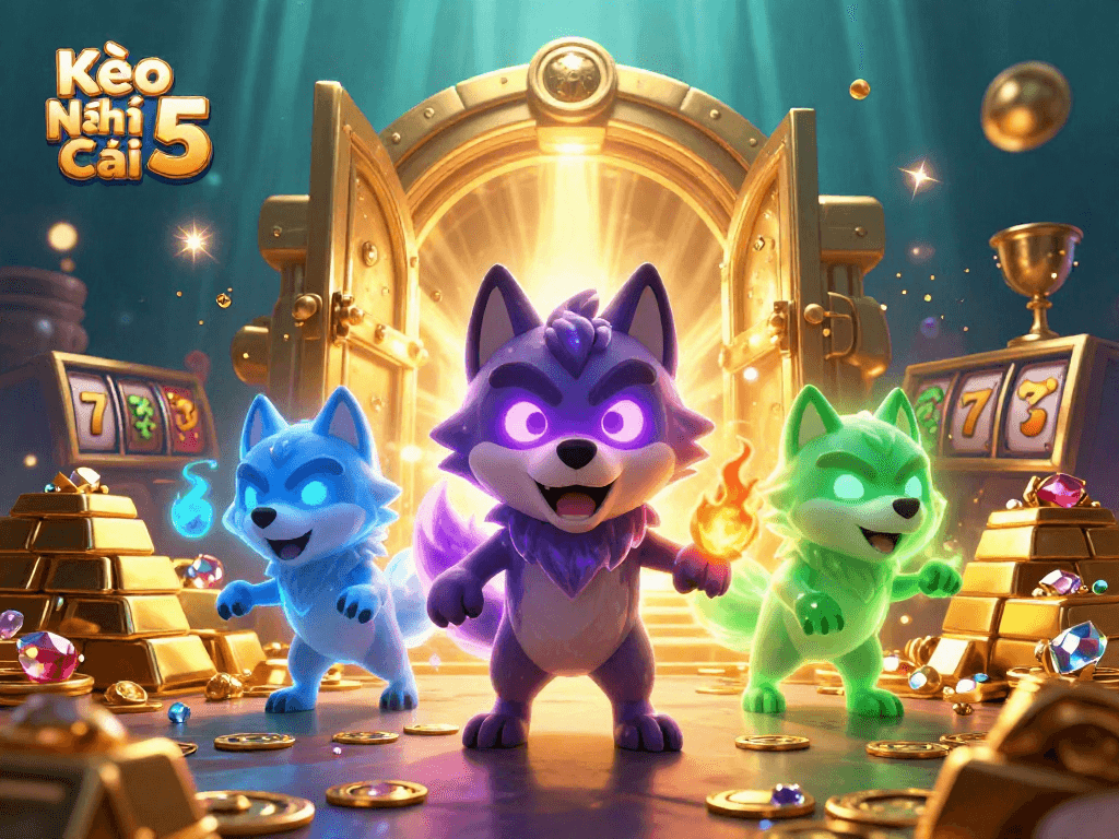 Engage with Kèo Nhà Cái 5 for captivating slot adventures featuring vibrant wolves and treasures.