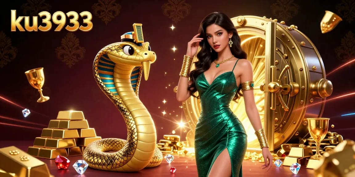 Engage with ku3933's captivating casino scene featuring a glamorous queen and her cobra companion amidst treasures.