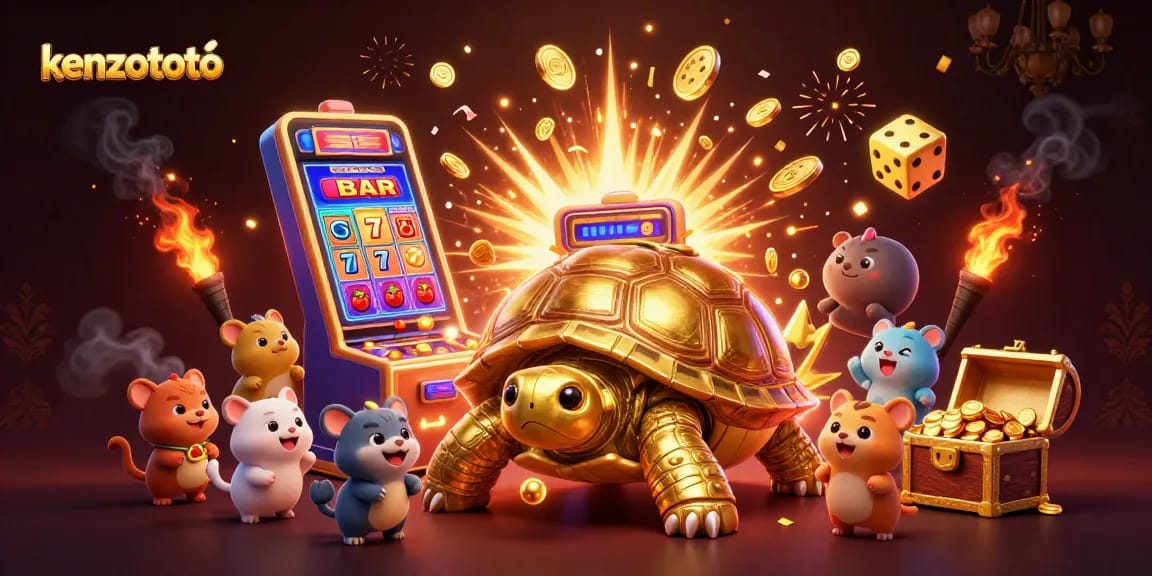 Kenzototo offers thrilling gaming with a golden tortoise machine showcasing vibrant jackpots and dynamic gameplay.