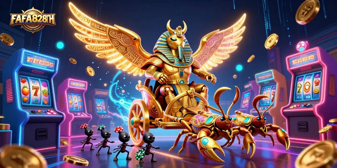 Engage with the thrilling aspects of FAFA828TH in this vibrant casino 3D illustration.