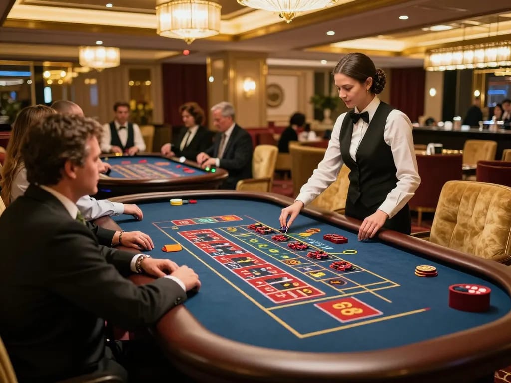 Experience thrilling roulette action at Tr88 casino with engaging croupiers and excited players