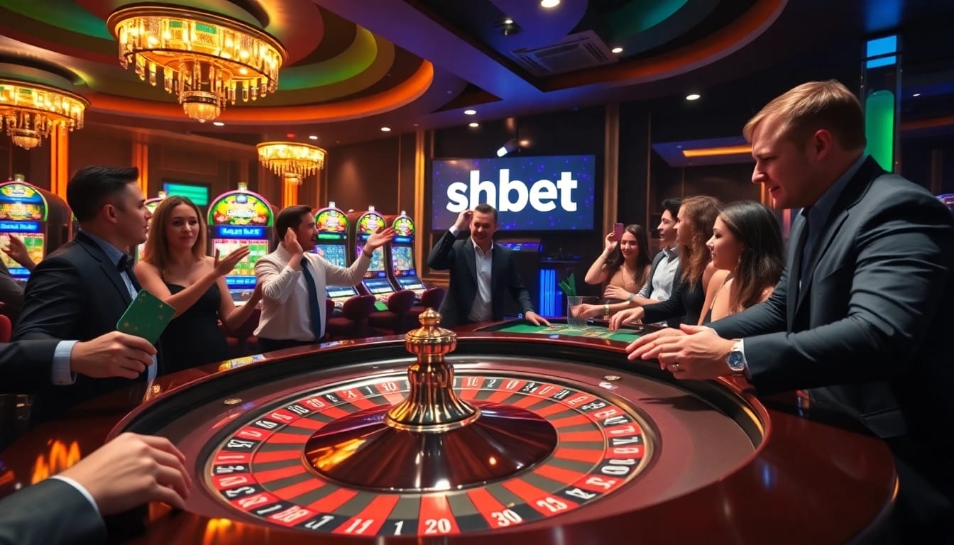 Experience the thrill of shbet at a vibrant casino featuring roulette and slot machines.