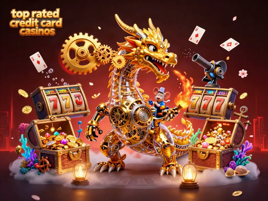 Engage in thrilling gameplay at top rated credit card casinos, featuring vibrant 3D illustrations of dynamic characters and casino elements.