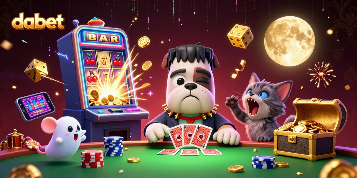 Dabet’s thrilling casino scene showcases a Frankenstein bulldog dealing cards alongside a ghost mouse and a werewolf kitten.
