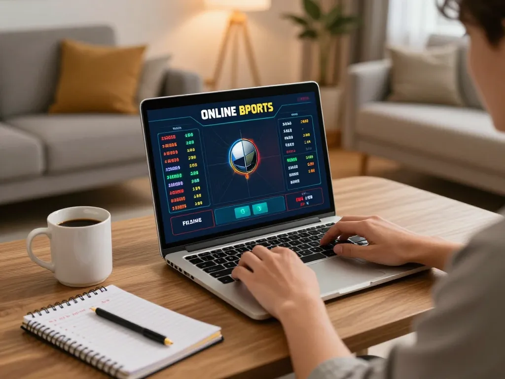 Betting on ho88, a gambler tracks live odds on a laptop in a cozy home environment.