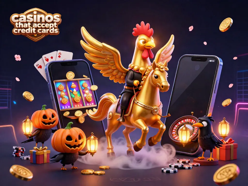 Experience the excitement of casinos that accept credit cards with this vibrant 3D casino scene featuring playful characters.
