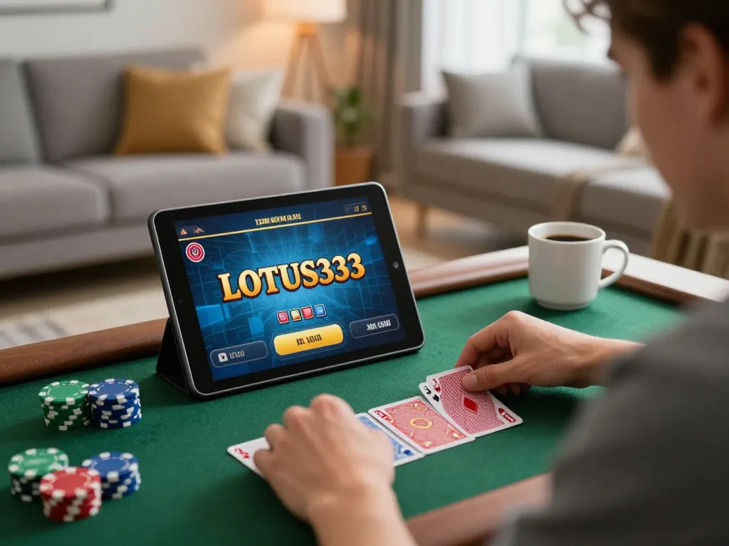 LOTUS333 online gaming experience with player enjoying a cozy and strategic atmosphere at home