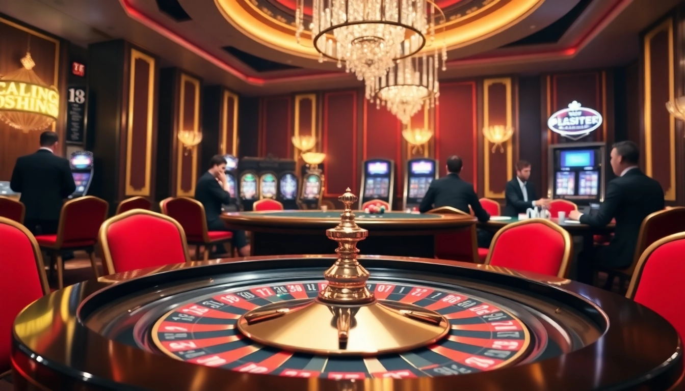 Players enjoying a thrilling roulette game at https://bslvb.sa.com/, showcasing vibrant casino elements and excitement.