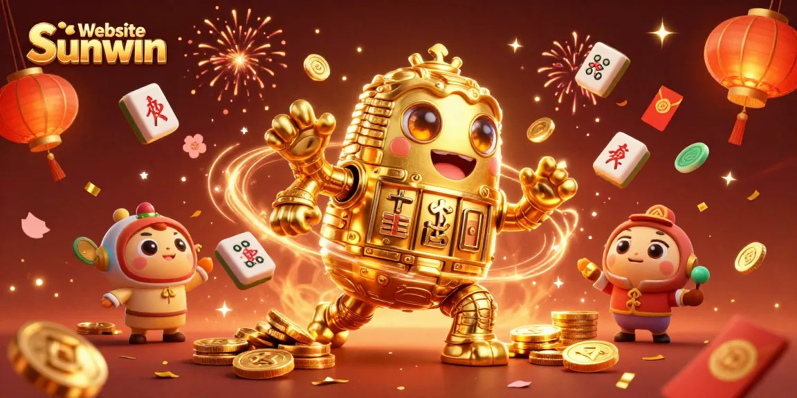 Experience vibrant gaming action at Website Sunwin with a golden golem, festive elements, and dynamic casino symbols.