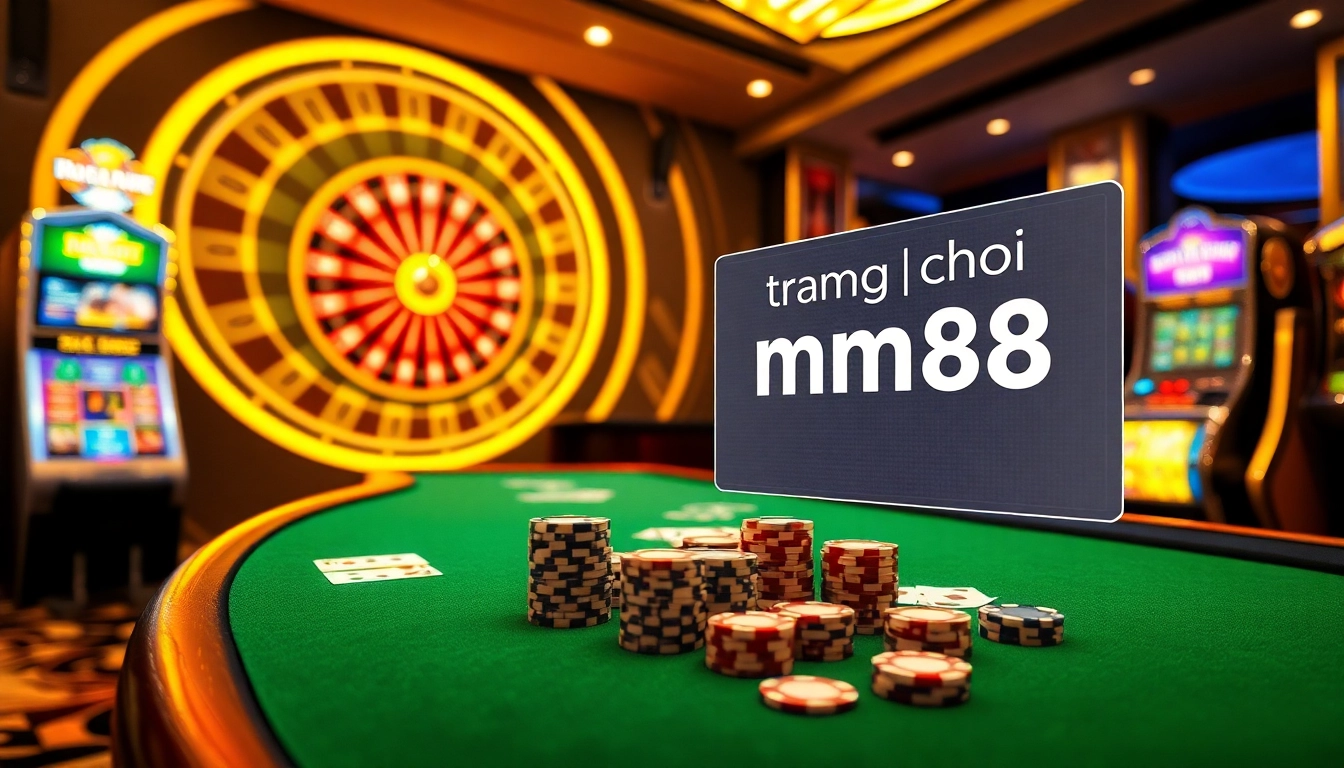 Experience excitement at trang chủ mm88 with vibrant casino visuals, including roulette and poker.