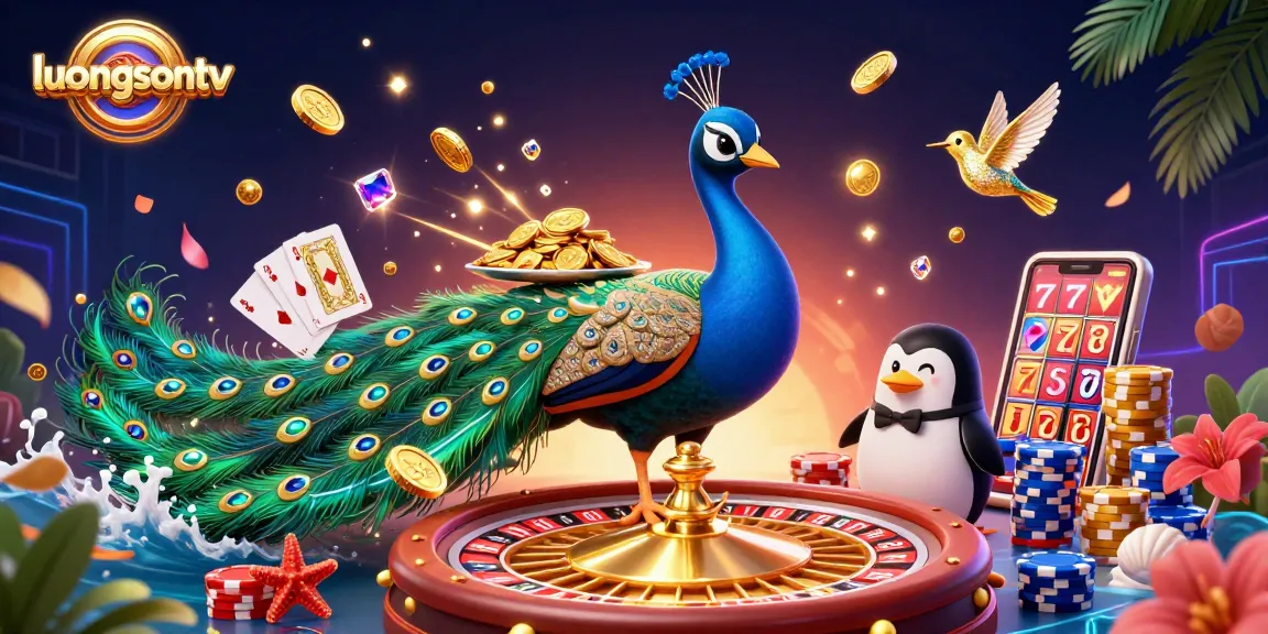 Place bets on luongsontv while watching 3D cartoon peacock thrive amidst casino glamour.