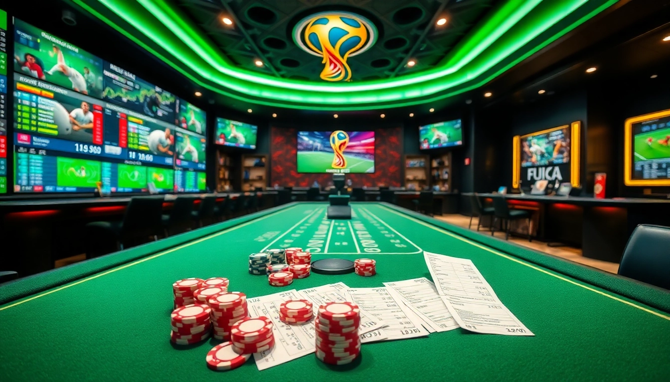 Situs Judi Bola Terbesar Di Dunia showcasing a vibrant sportsbook with live match statistics and betting slips.