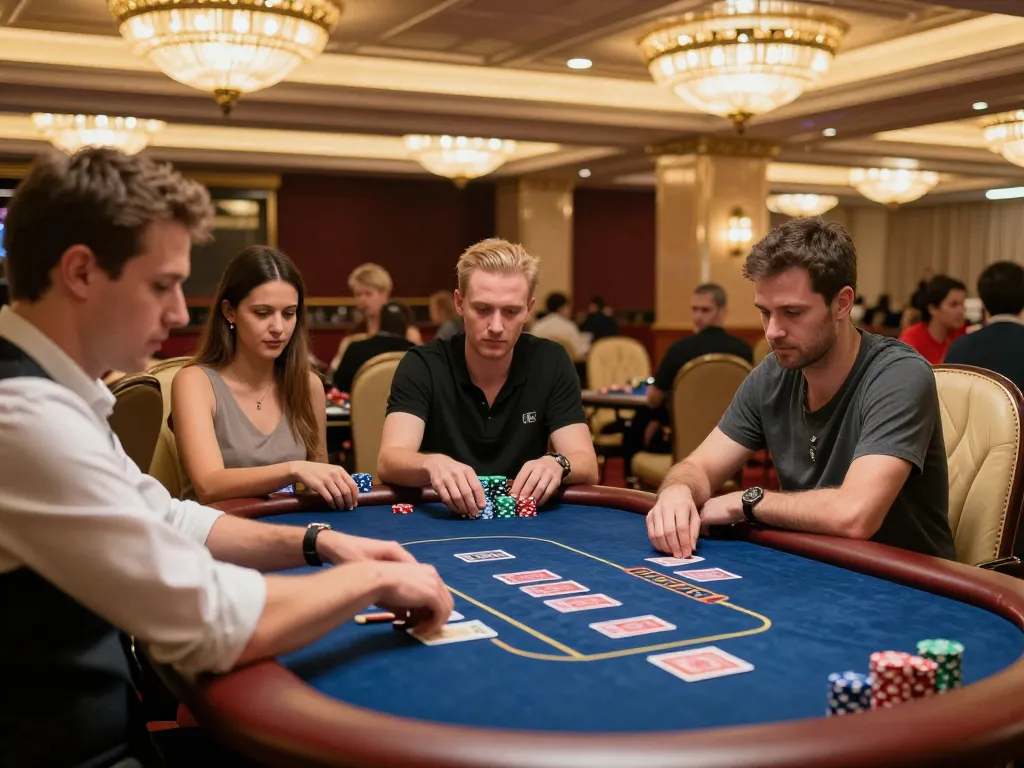 Experience high-stakes poker action at https://rr88.navy/ with players analyzing their strategies and engaging in gameplay.