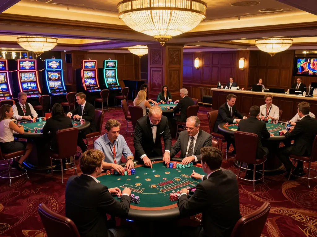 Players enjoying exciting blackjack games at BK8's luxurious casino, showcasing strategic betting moments.