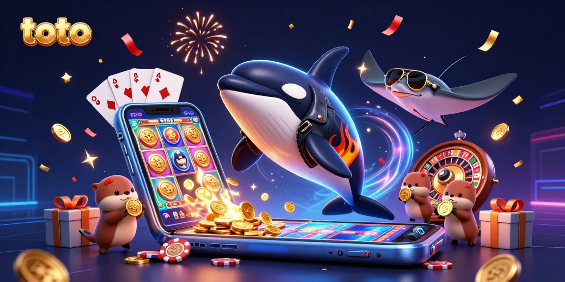 Experience exciting toto gameplay with golden coins and dynamic characters in a vibrant casino scene.