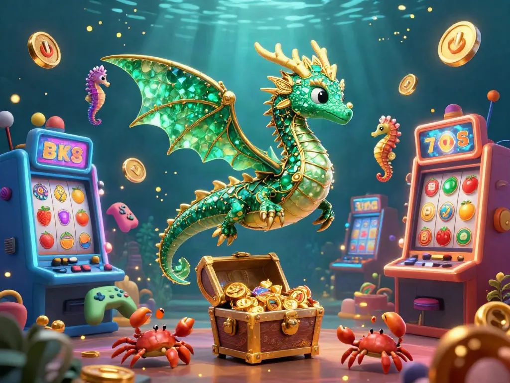 Spin the reels at BK8 featuring a vibrant underwater world with a sea dragon and treasure chest.
