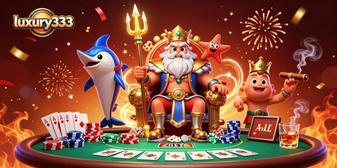 Menangkan permainan poker di luxury333 dengan karakter laut unik dan suasana kasino yang meriah.