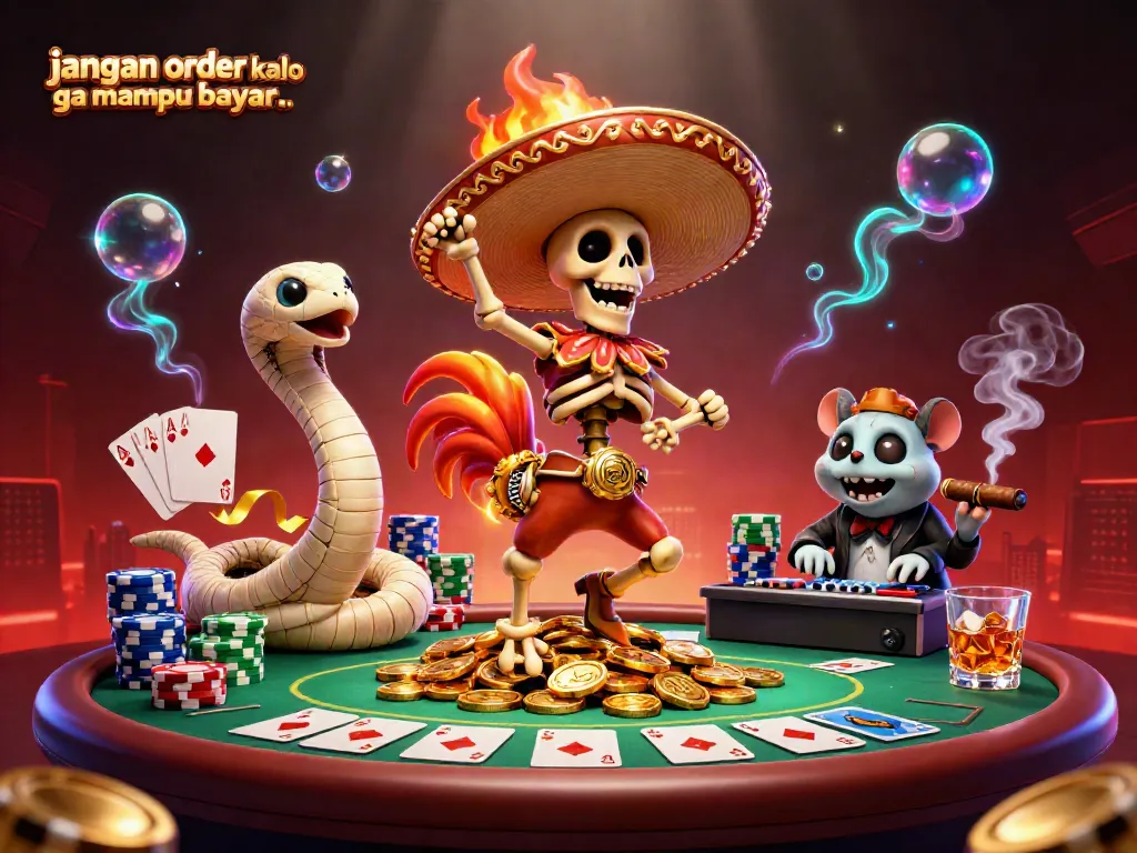 Engage in the fun of arcade gaming with illustrations showcasing jangan order kalo ga mampu bayar.. in a vivid casino scene