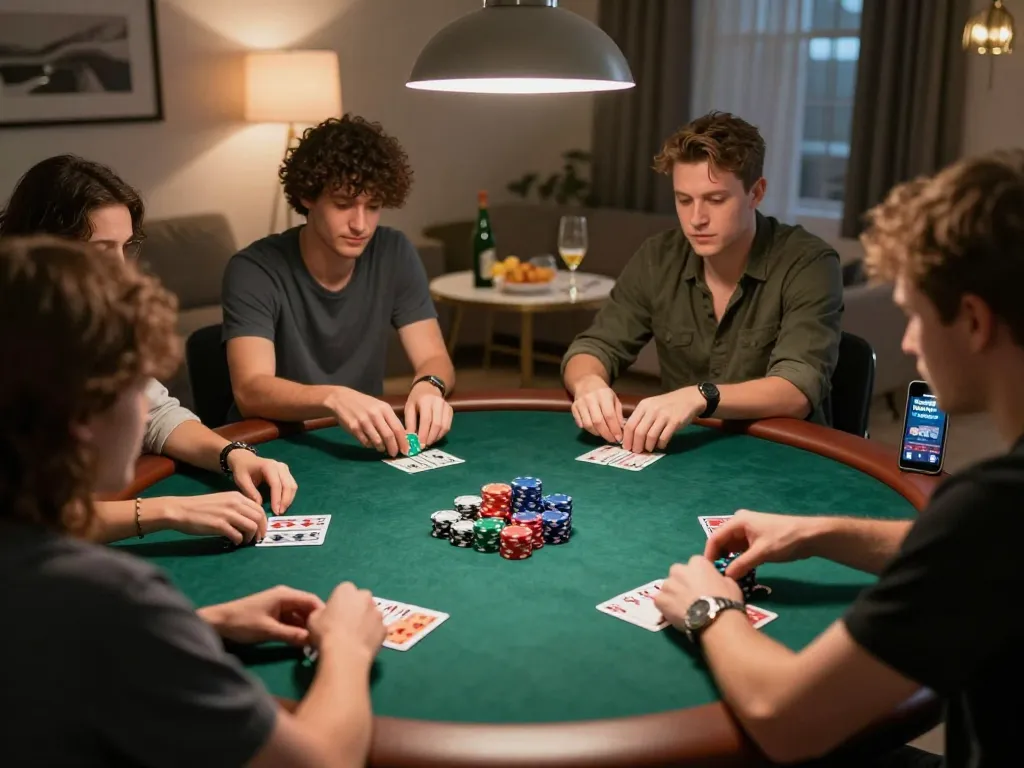 Dewalive Login in action during an engaging poker game with friends, showcasing vibrant betting chips.