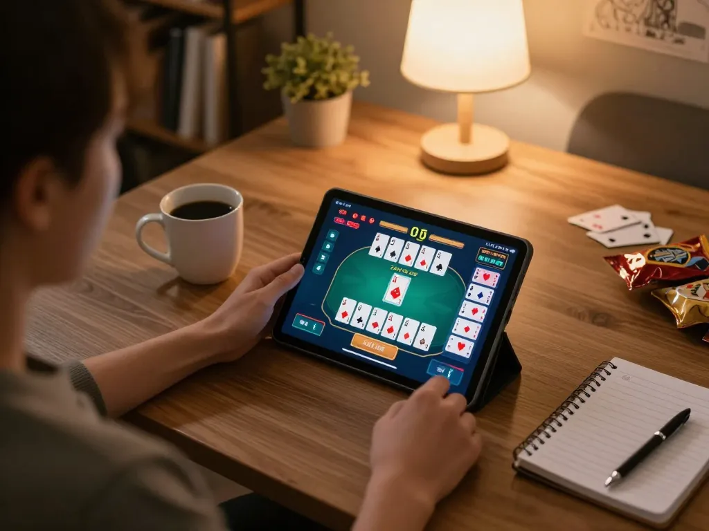 Engaged player competing in i9bet poker game showing cards and strategies