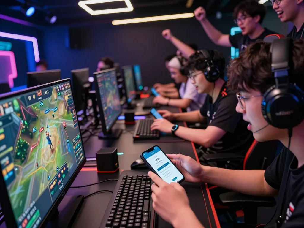 Engaged player using tr88 đăng nhâp for esports betting in modern gaming setup.