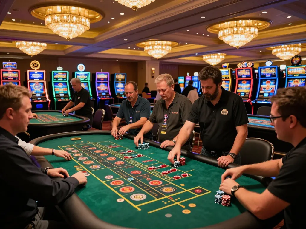 Players engaging in thrilling bets at nhà cái 8xbet roulette tables, showcasing vibrant casino energy.