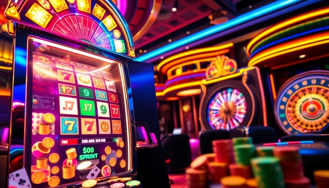 Players enjoying thrilling slot online games with vibrant casino visuals.