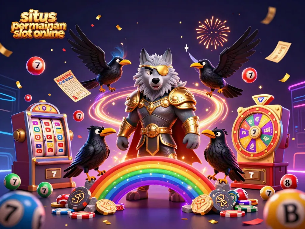 Menyaksikan permainan menarik di situs permainan slot online dengan Odin dan burung gagak dalam suasana keceriaan.
