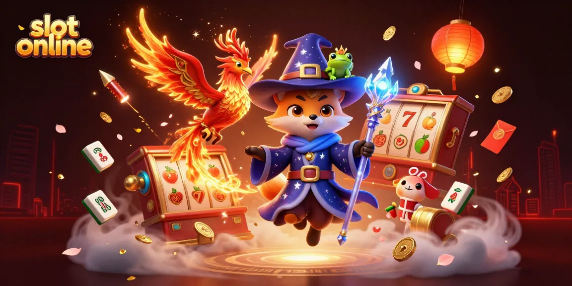 Spin big with vibrant slot online action featuring a wizard fox and phoenix in a magical casino